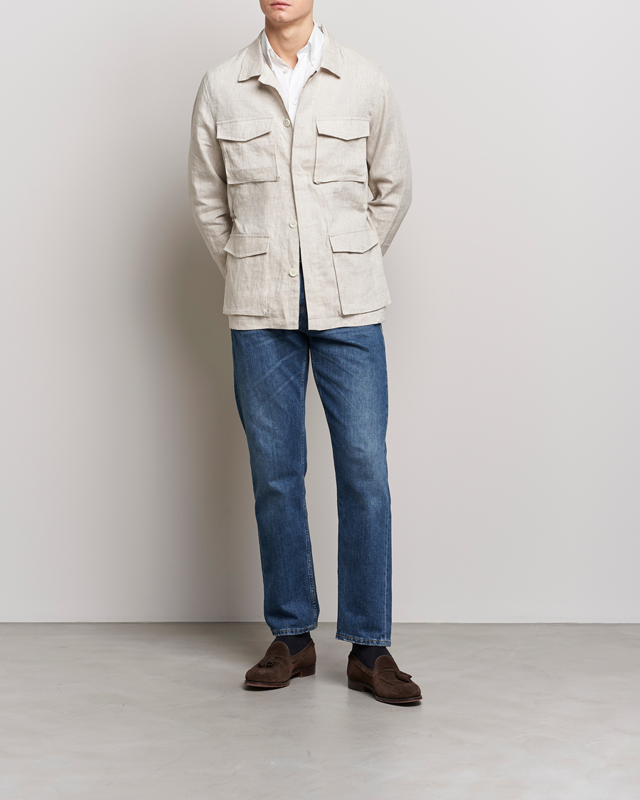 Uomini | Giacche | Stenströms | Linen Field Jacket Beige