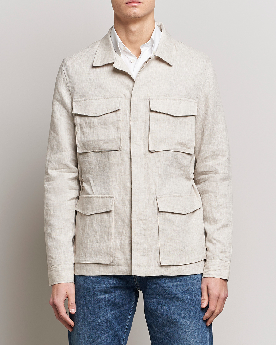 Uomini | Giacche | Stenströms | Linen Field Jacket Beige