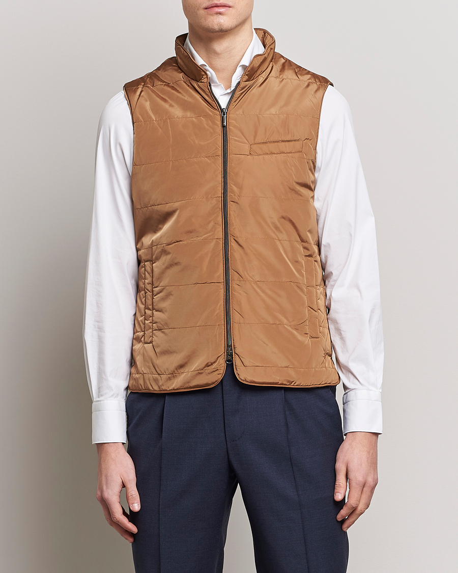 Uomini | Gilet | Stenströms | Padded Nylon Vest Brown