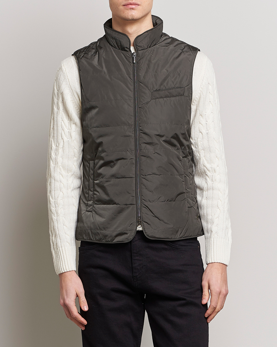 Uomini | Gilet | Stenströms | Padded Nylon Vest Dark Green