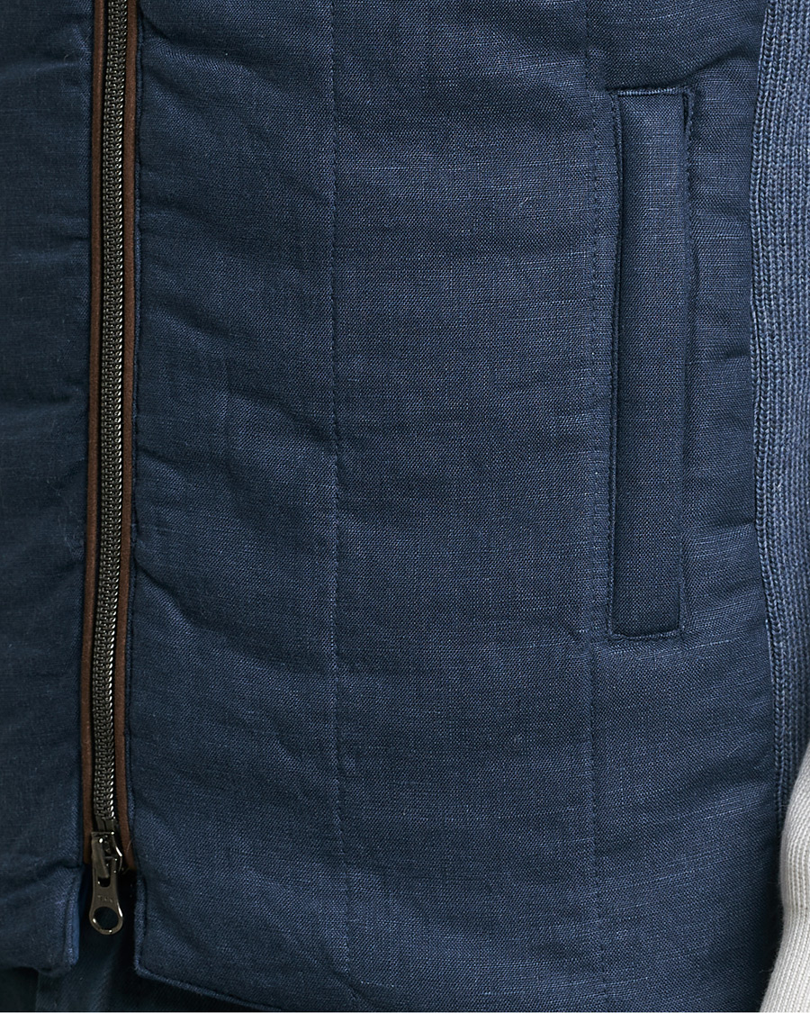 Uomini | Gilet | Stenströms | Hybrid Linen/Merino Vest Blue
