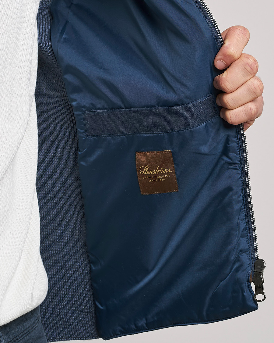 Uomini | Gilet | Stenströms | Hybrid Linen/Merino Vest Blue