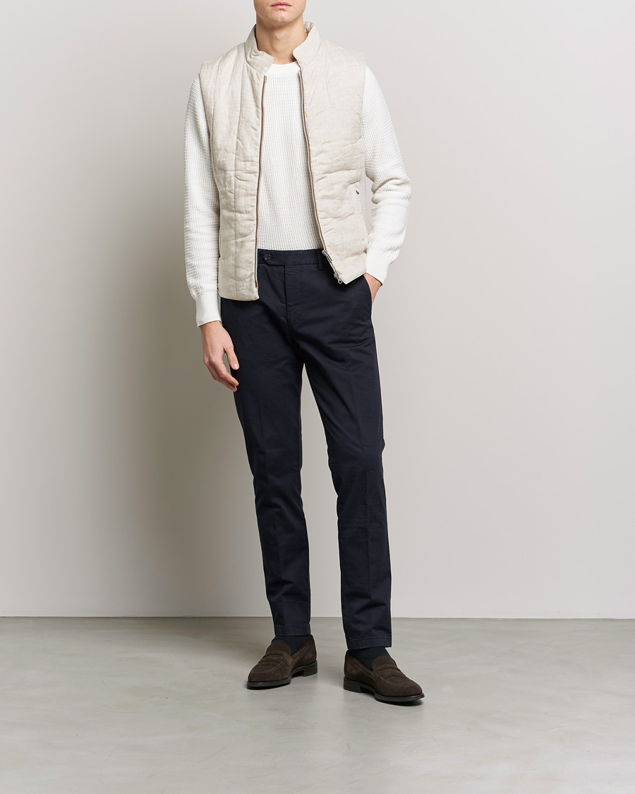 Uomini | Gilet | Stenströms | Hybrid Linen/Merino Vest Beige