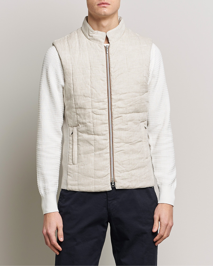 Uomini | Gilet | Stenströms | Hybrid Linen/Merino Vest Beige