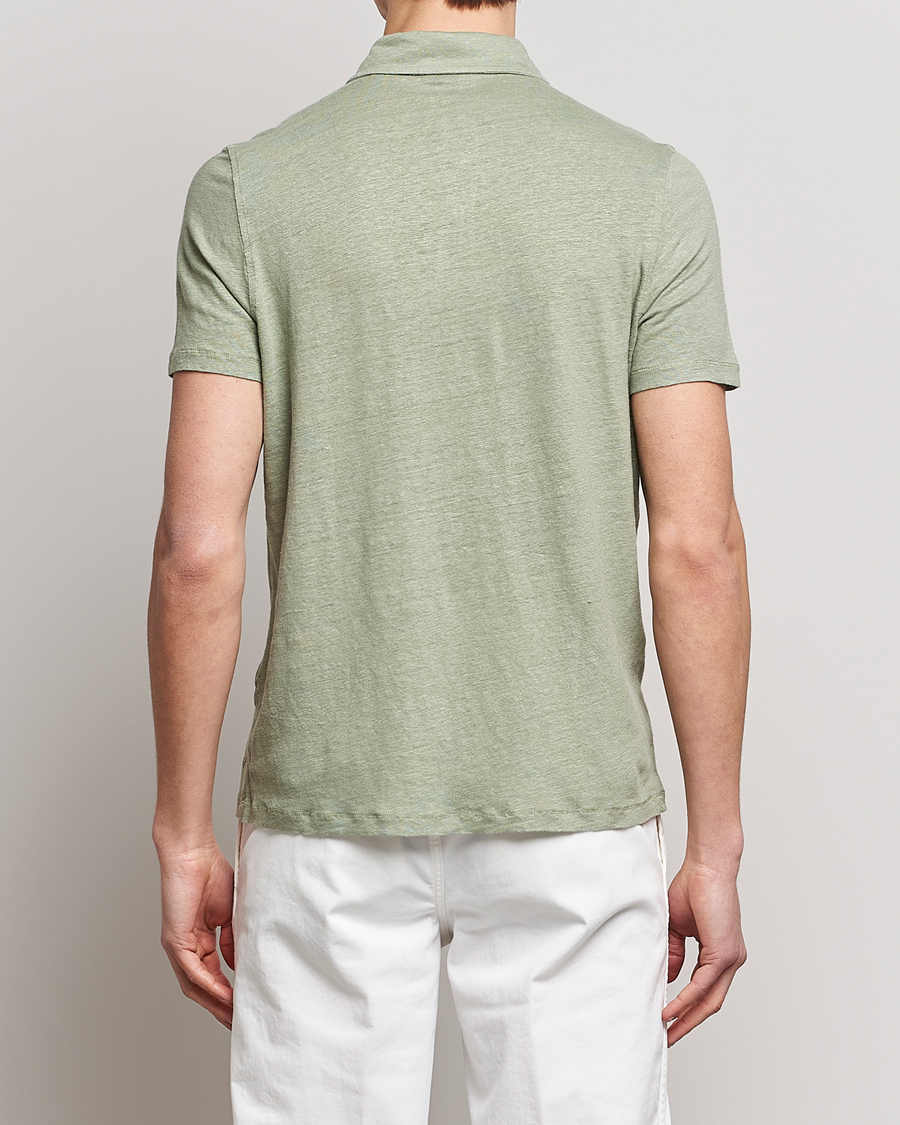 Uomini | Polo | Stenströms | Linen Polo Shirt Pistachio