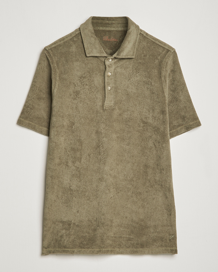 Uomini | Polo | Stenströms | Terry Cotton Poloshirt Olive