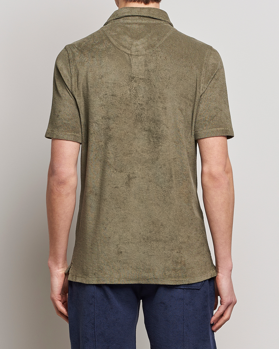 Uomini | Polo | Stenströms | Terry Cotton Poloshirt Olive