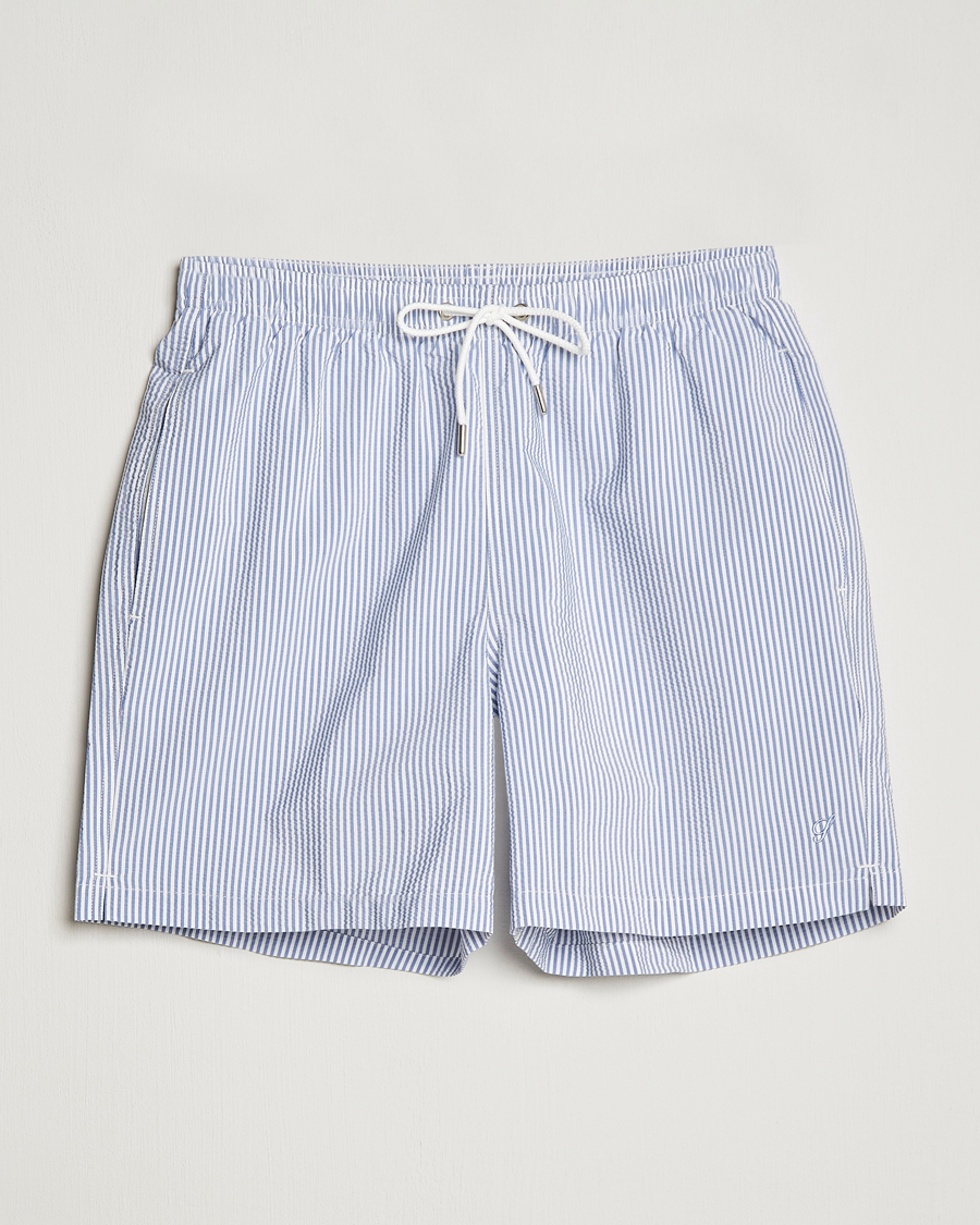 Uomini | Costumi da bagno | Stenströms | Seersucker Striped Swim Shorts Blue