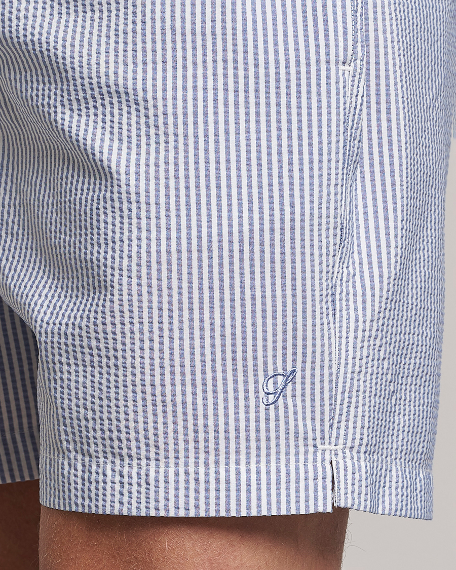 Uomini | Costumi da bagno | Stenströms | Seersucker Striped Swim Shorts Blue