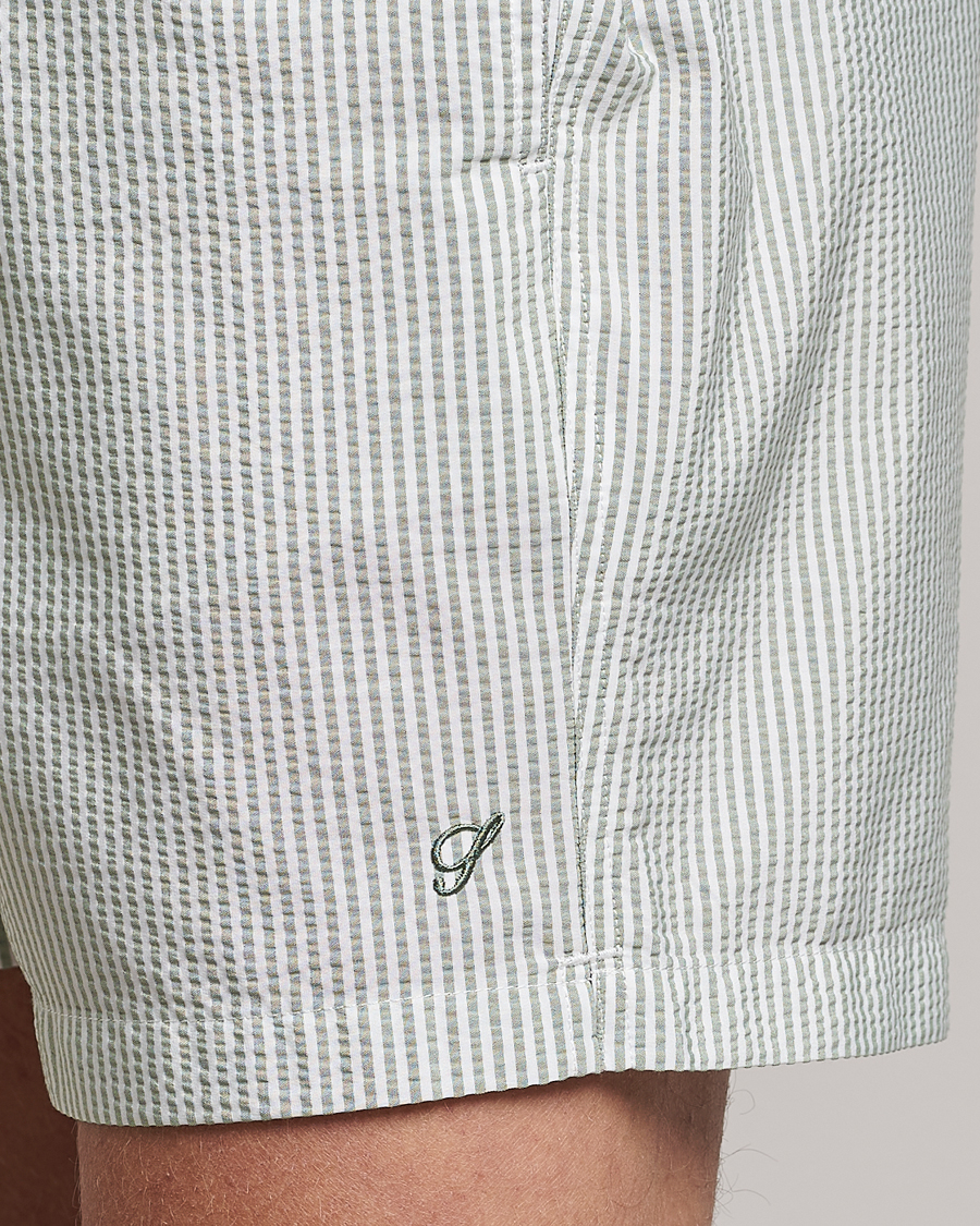 Uomini | Costumi da bagno | Stenströms | Seersucker Striped Swim Shorts Green