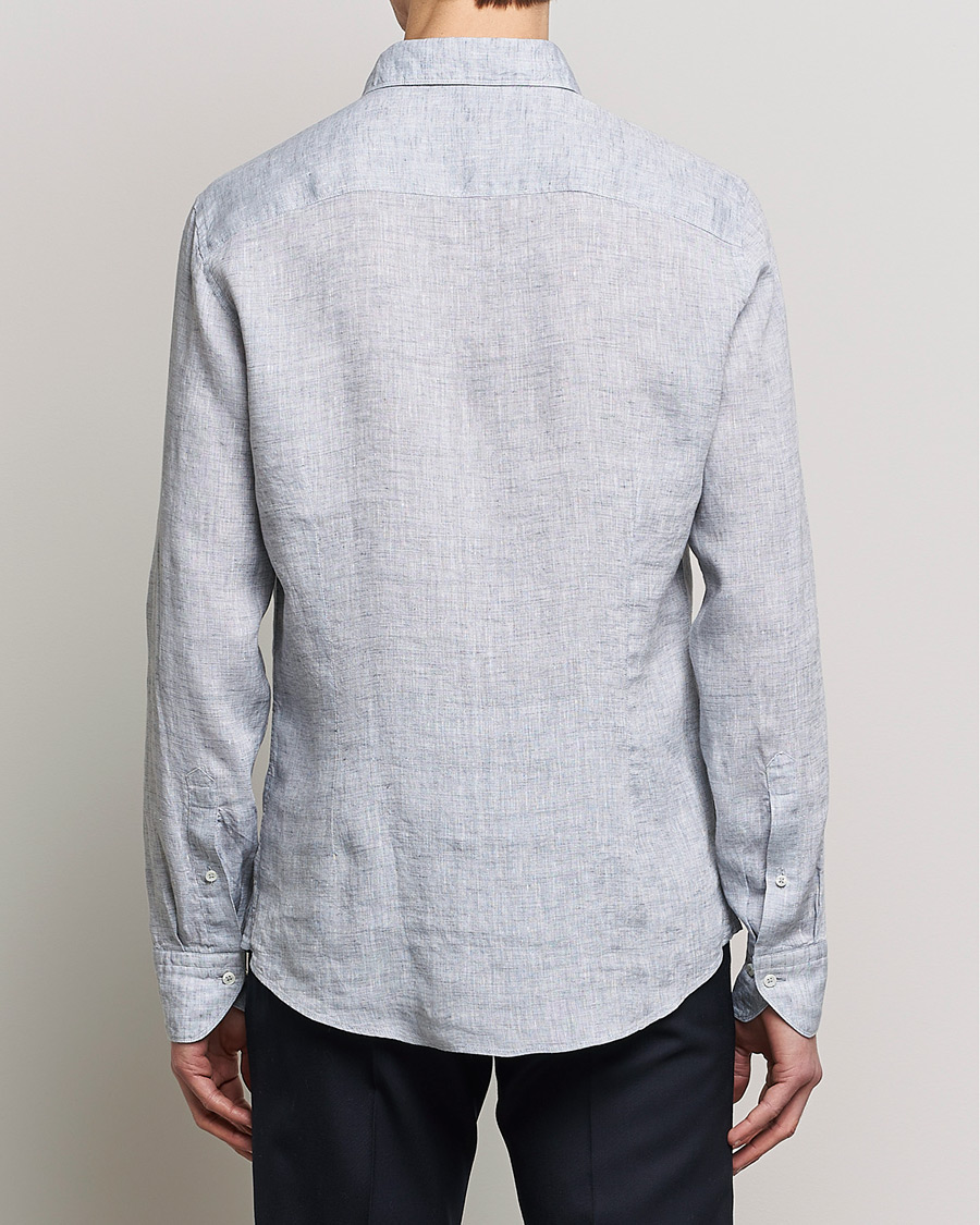 Uomini | Camicie | Stenströms | Slimline Cut Away Linen Shirt Grey