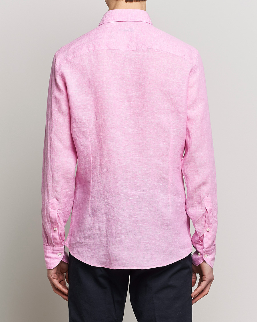 Uomini | Camicie | Stenströms | Slimline Cut Away Linen Shirt Pink