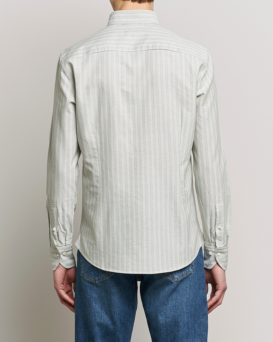Uomini | Camicie | Stenströms | Slimline Washed Striped Oxford Shirt  Pistachio