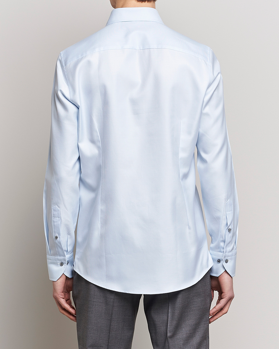 Uomini | Camicie | Stenströms | Slimline Houndstooth Contrast Shirt Blue