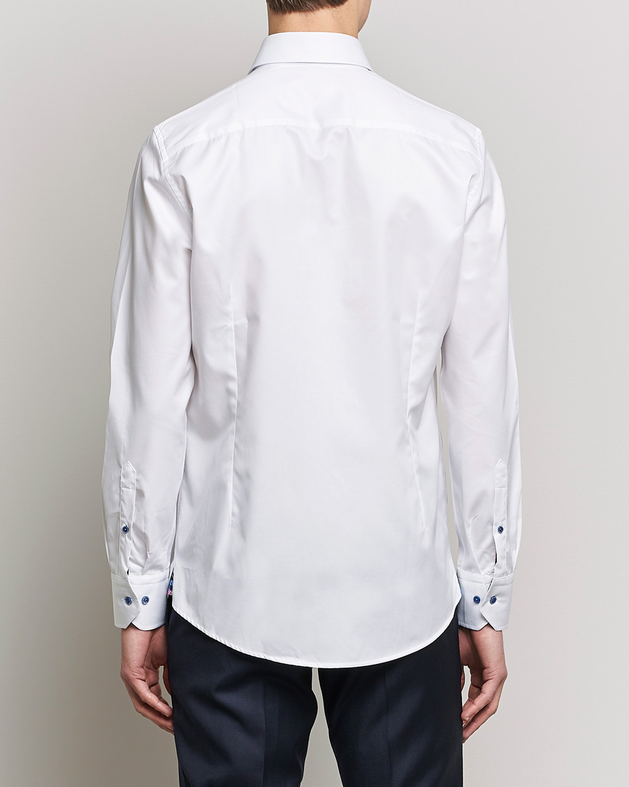 Uomini | Camicie | Stenströms | Slimline Cut Away Contrast Shirt White