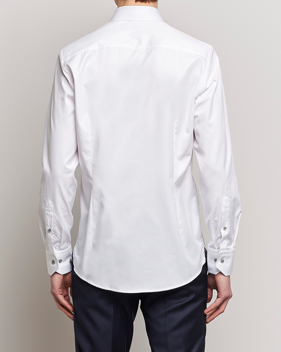 Uomini | Camicie | Stenströms | Slimline Cut Away Contrast Shirt White