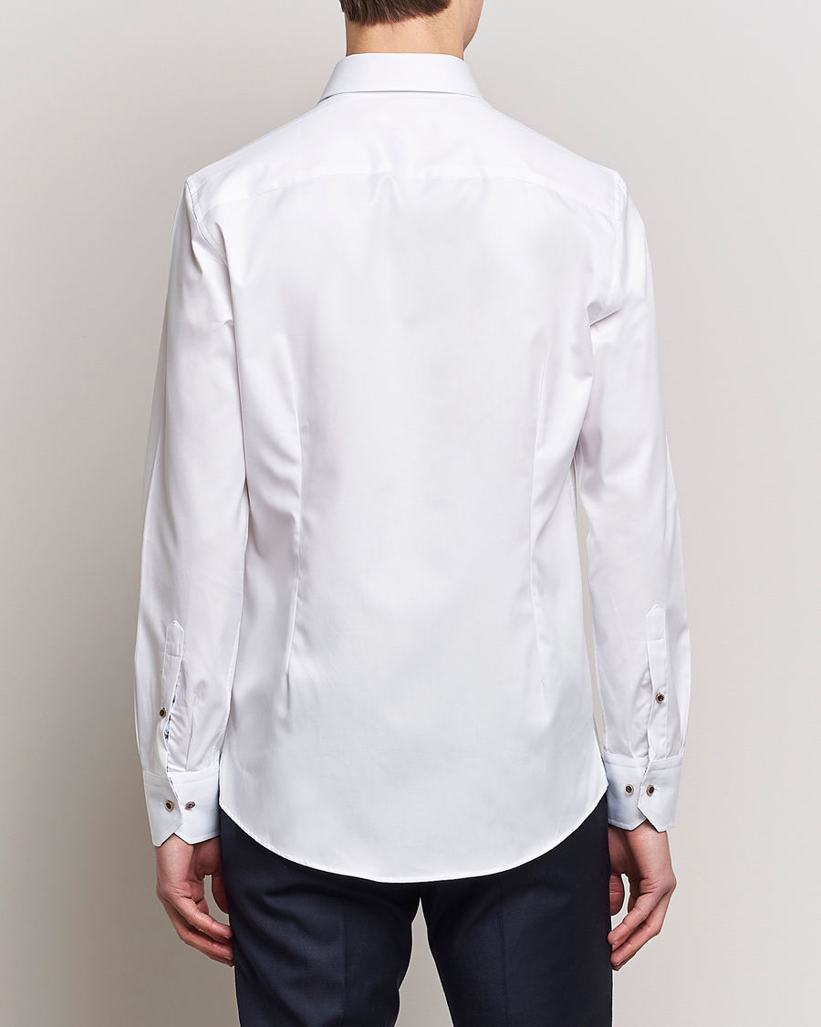 Uomini | Camicie | Stenströms | Slimline Cut Away Contrast Shirt White