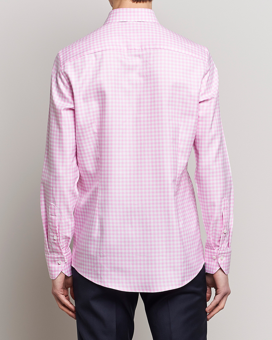 Uomini | Camicie | Stenströms | Slimline Checked Cut Away Shirt Pink