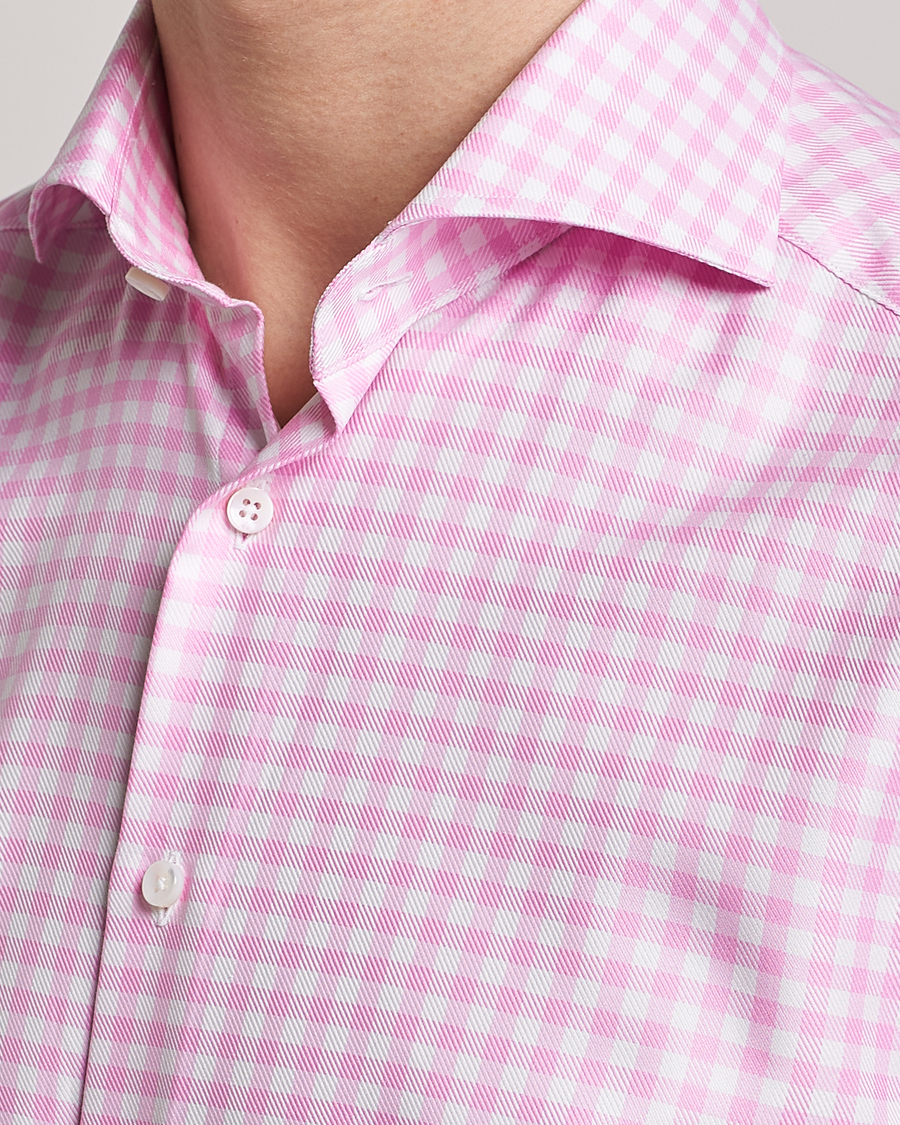 Uomini | Camicie | Stenströms | Slimline Checked Cut Away Shirt Pink