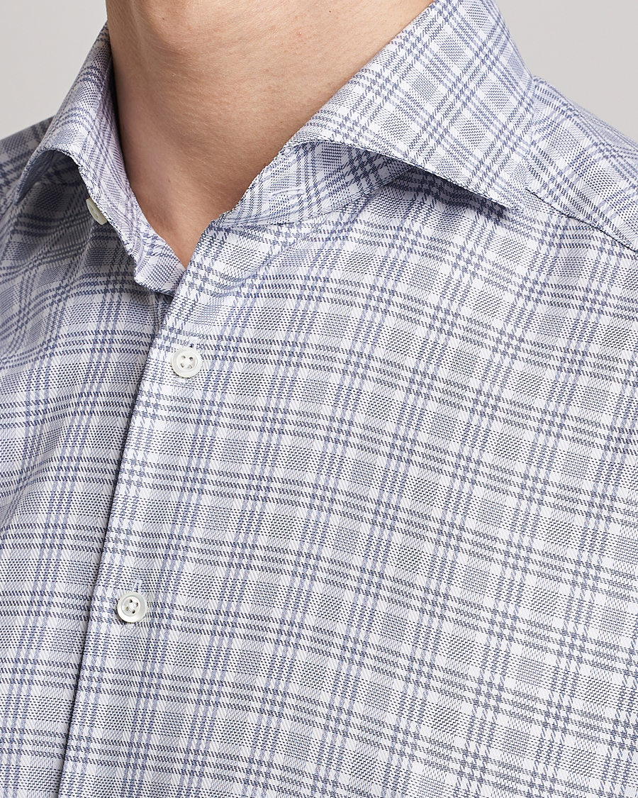 Uomini | Camicie | Stenströms | Slimline Cut Away Multicheck Shirt Blue