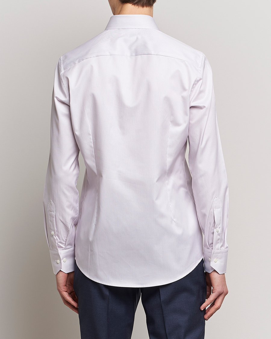 Uomini | Camicie | Stenströms | Slimline Cut Away Thin Stripe Shirt Purple