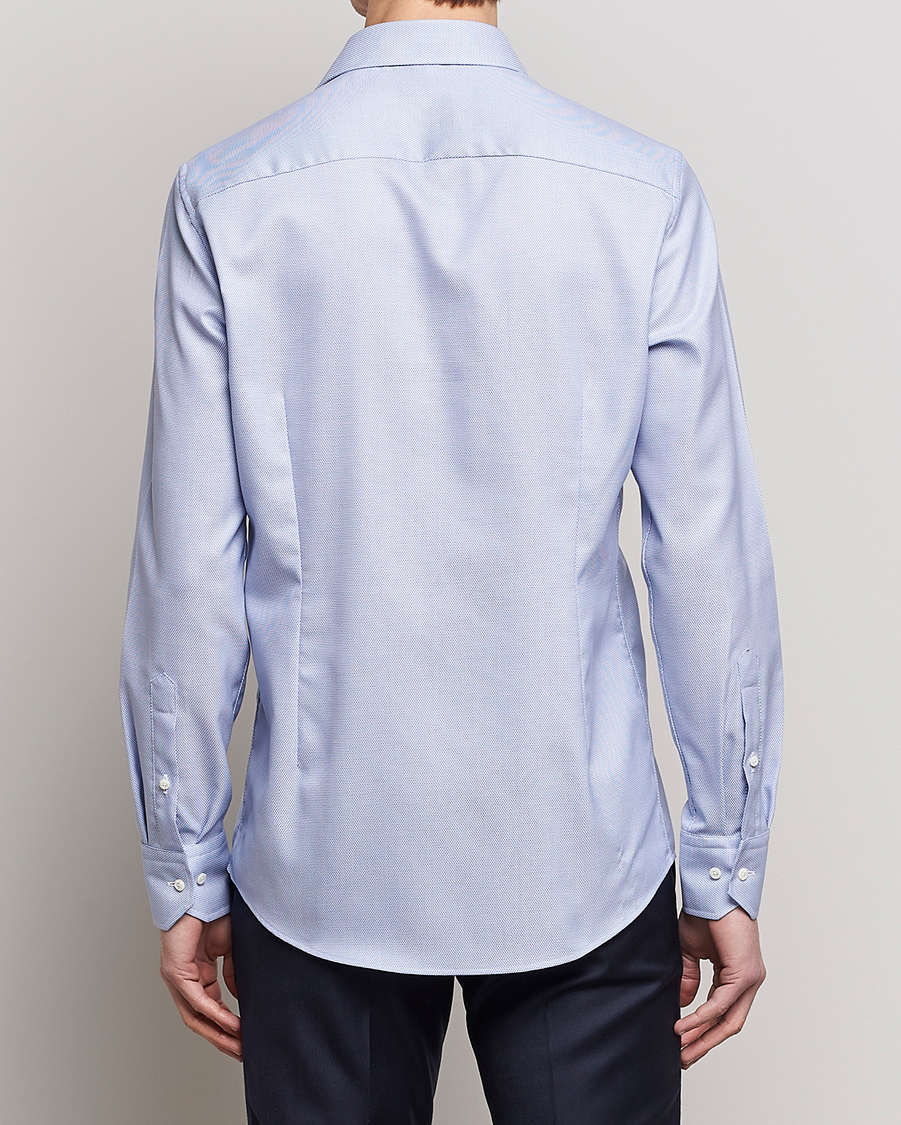 Uomini | Camicie | Stenströms | Slimline Cut Away Woven Structure Shirt Blue