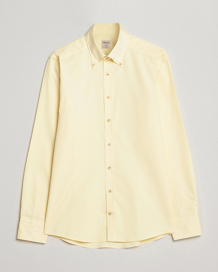 Uomini | Camicie | Stenströms | Slimline Button Down Pinpoint Oxford Shirt Yellow