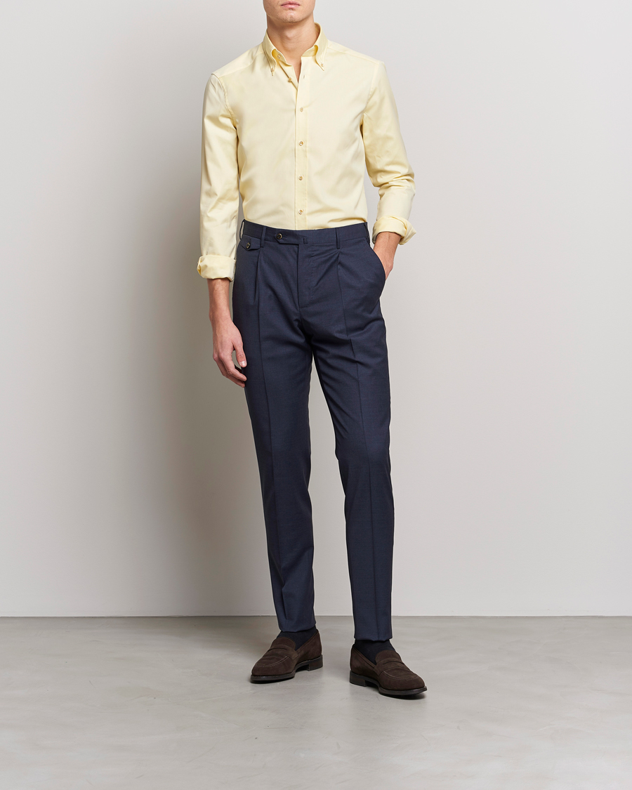 Uomini | Camicie | Stenströms | Slimline Button Down Pinpoint Oxford Shirt Yellow