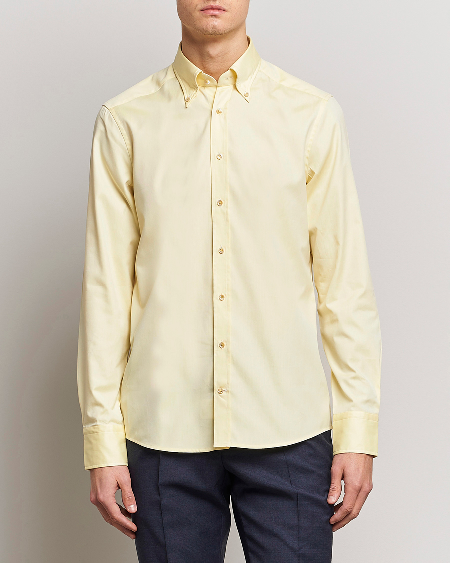 Uomini | Camicie | Stenströms | Slimline Button Down Pinpoint Oxford Shirt Yellow
