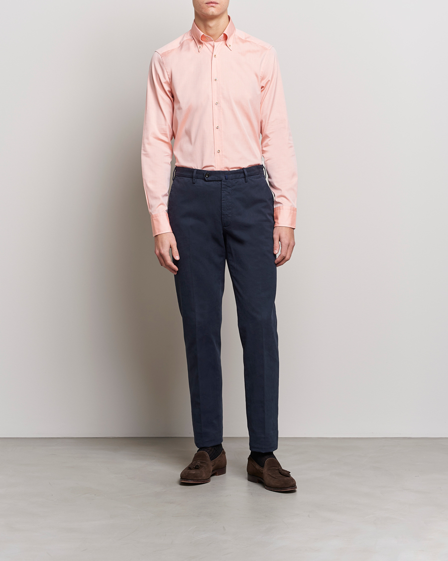 Uomini | Camicie | Stenströms | Slimline Button Down Pinpoint Oxford Shirt Orange