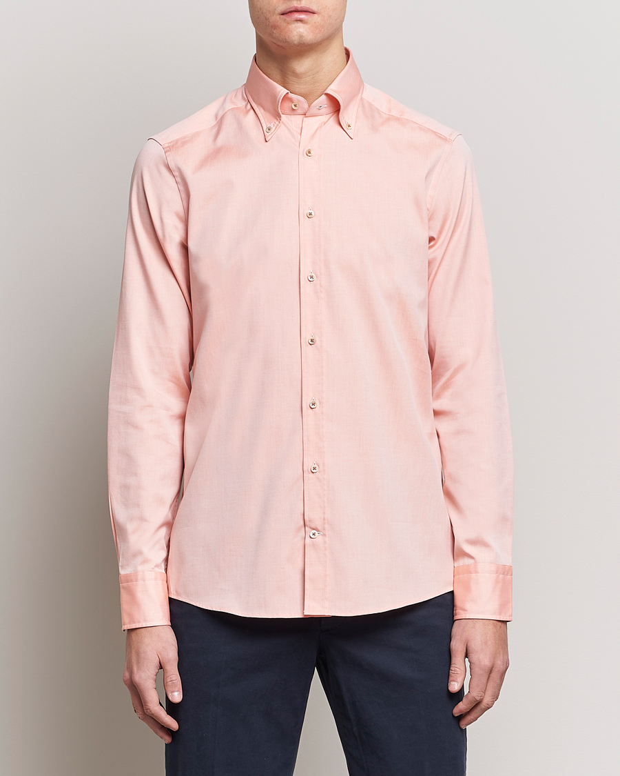 Uomini | Camicie | Stenströms | Slimline Button Down Pinpoint Oxford Shirt Orange