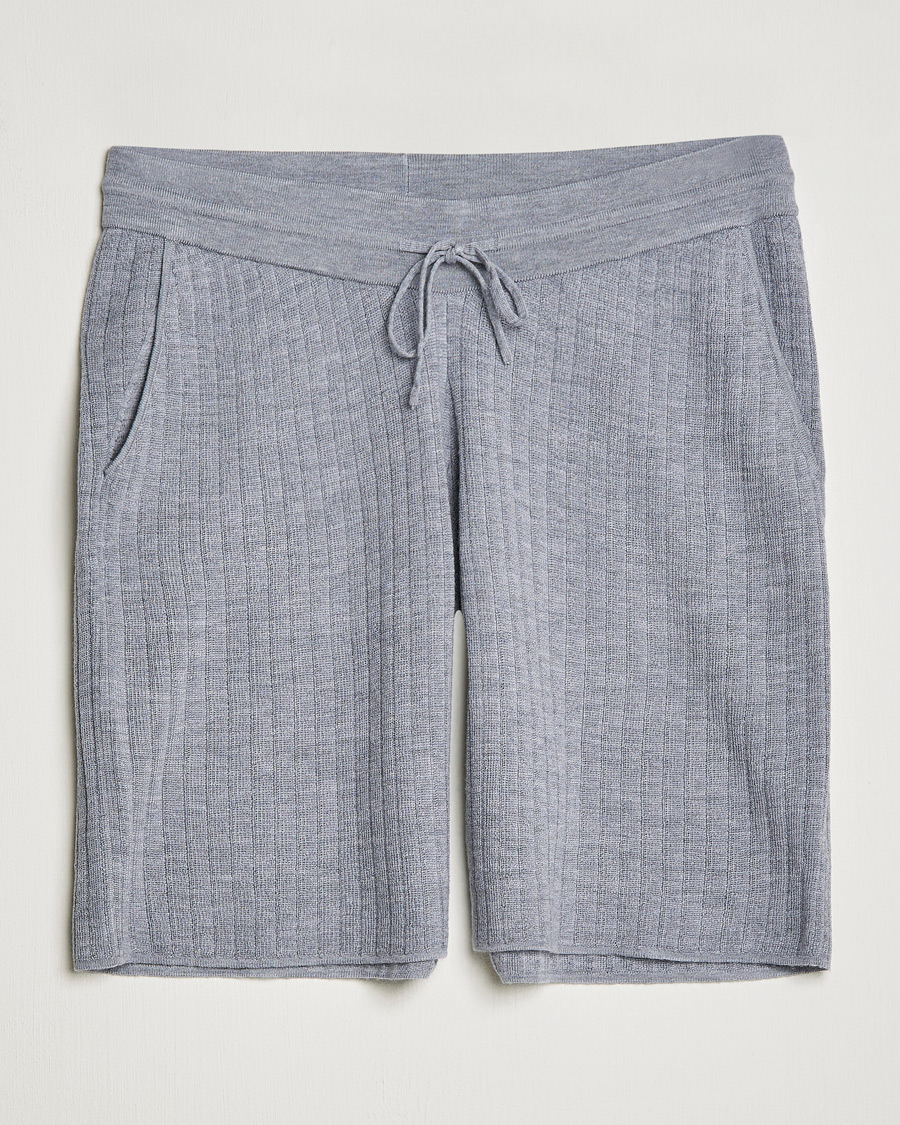 Uomini | Pantaloncini | Stenströms | Merino/Lyocell Ribbed Shorts Grey
