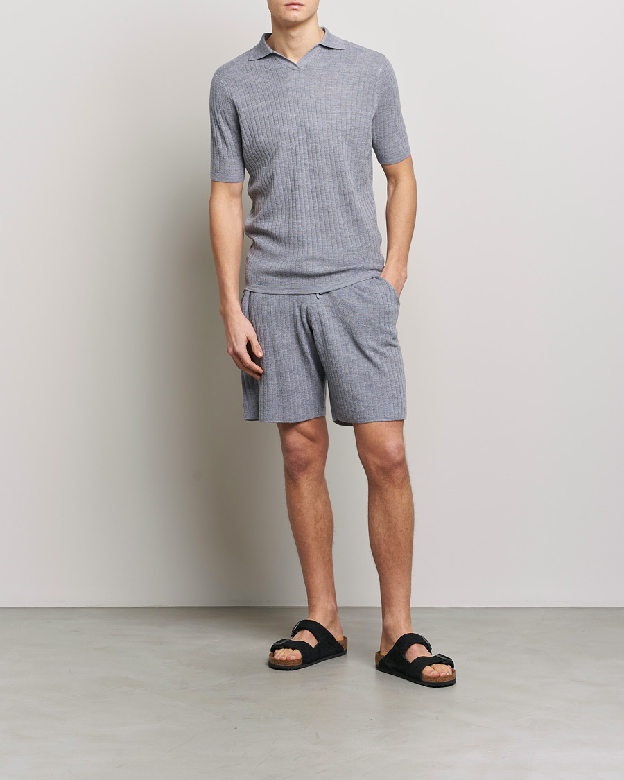 Uomini | Pantaloncini | Stenströms | Merino/Lyocell Ribbed Shorts Grey