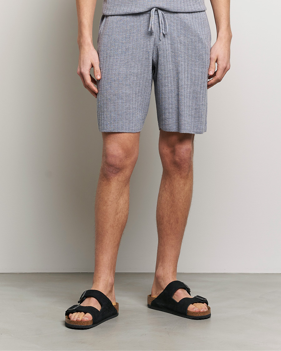 Uomini | Pantaloncini | Stenströms | Merino/Lyocell Ribbed Shorts Grey
