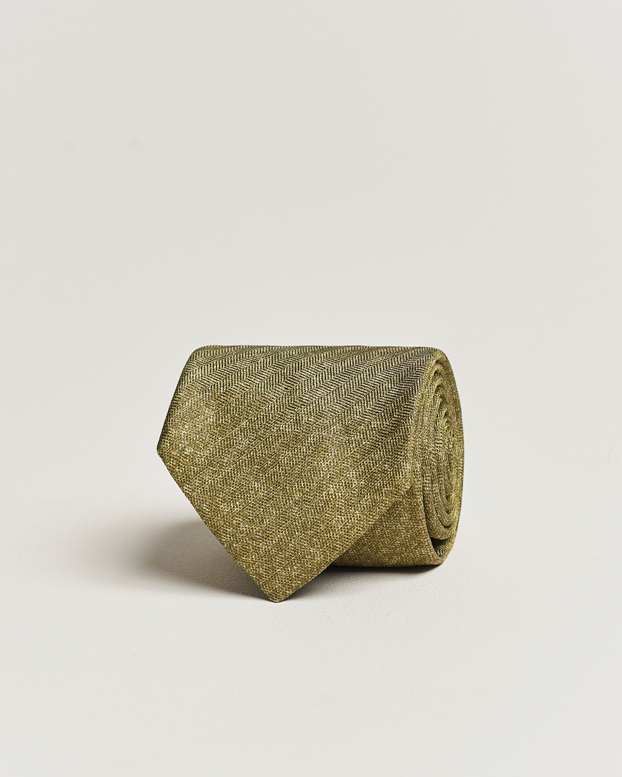 Uomini | Stenströms Silk/Linen Tie Green | Stenströms | Silk/Linen Tie Green