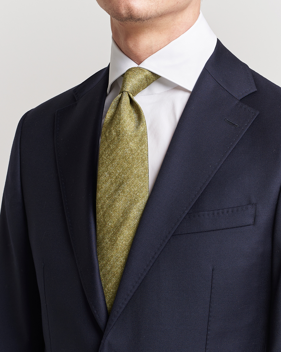 Uomini | Stenströms Silk/Linen Tie Green | Stenströms | Silk/Linen Tie Green
