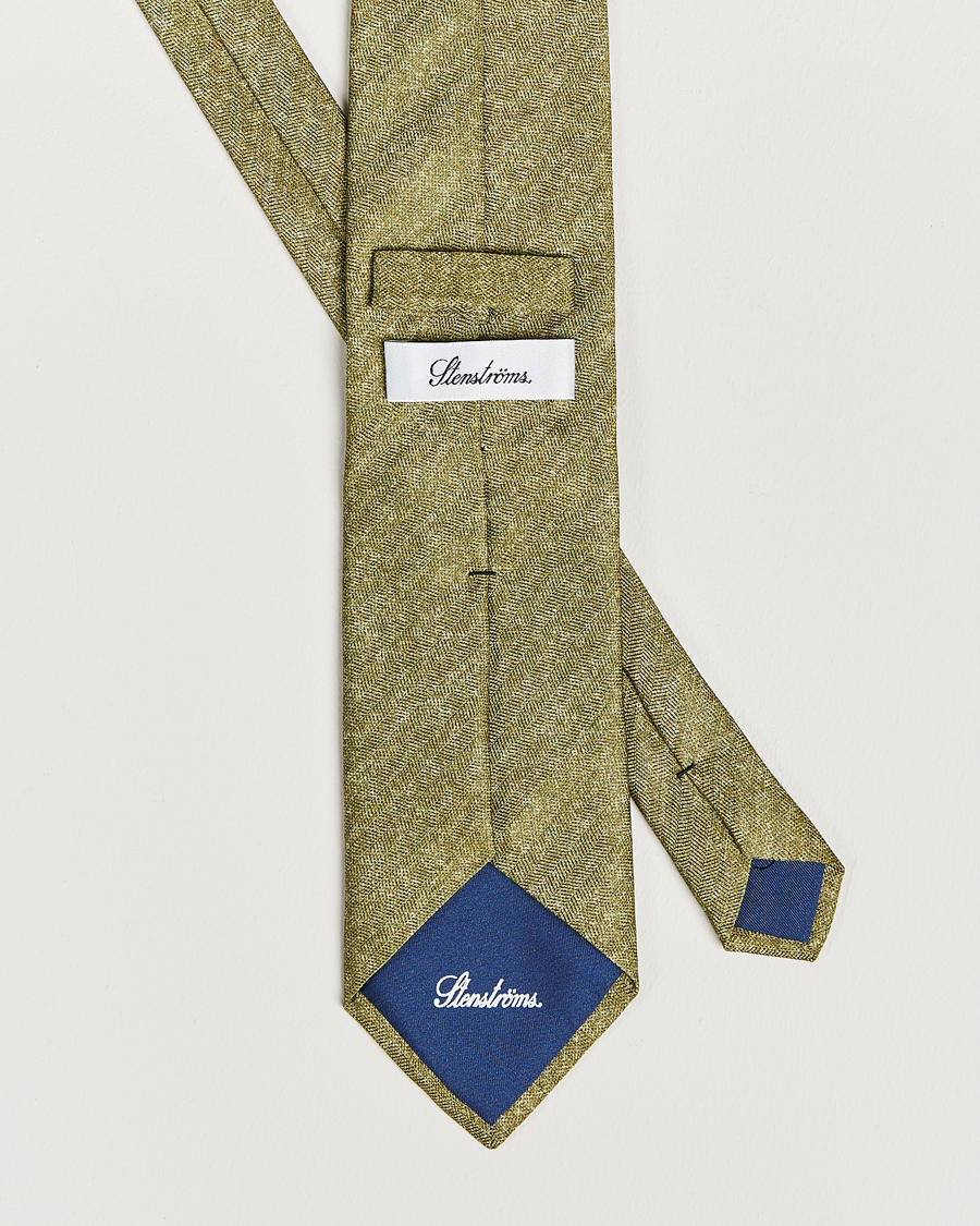 Uomini | Stenströms Silk/Linen Tie Green | Stenströms | Silk/Linen Tie Green