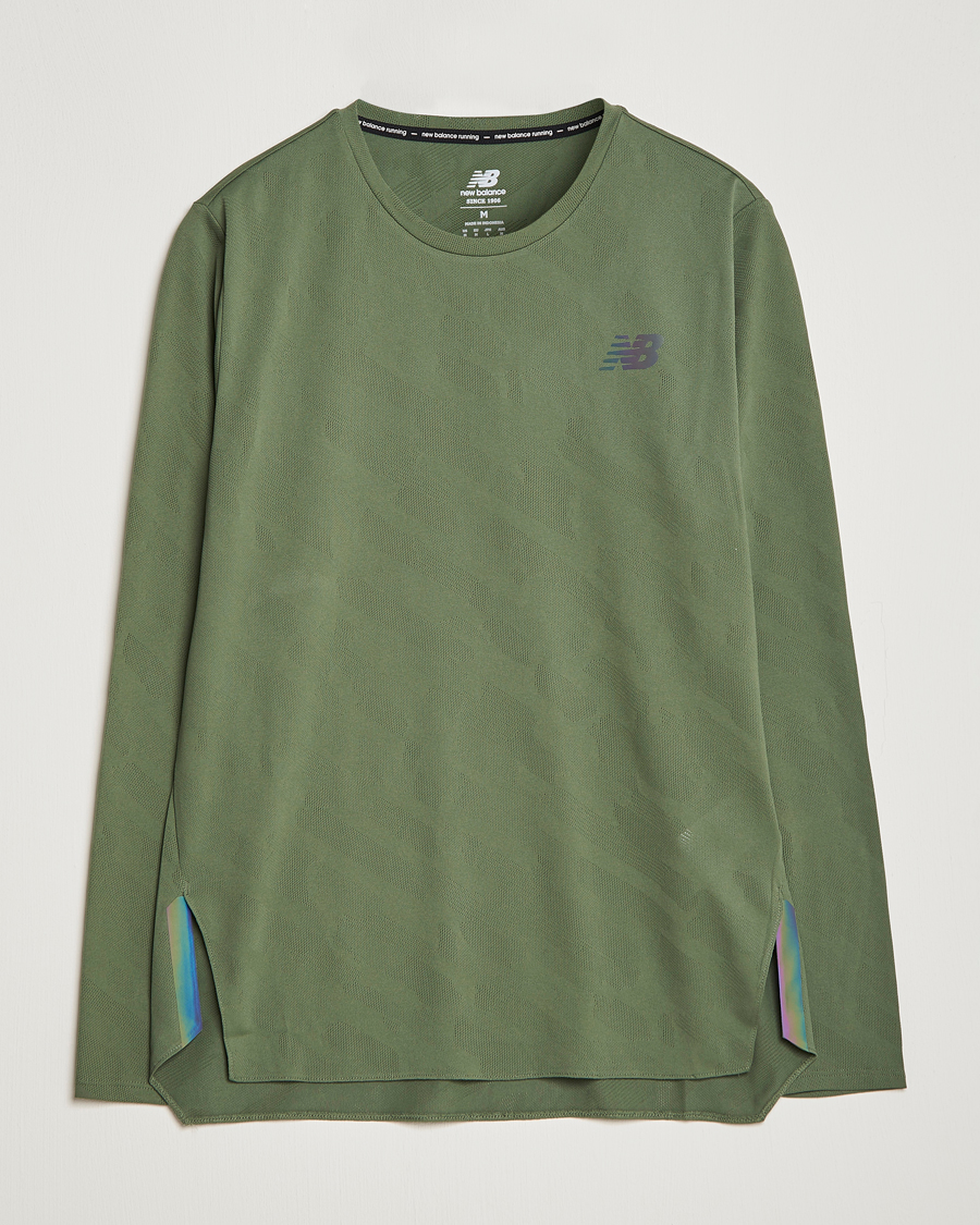 Uomini | T-shirt | New Balance Running | Q Speed Jacquard Long Sleeve T-Shirt Olive