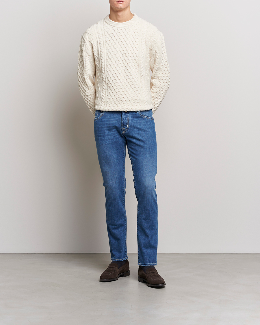 Uomini | Jeans | Jacob Cohën | Nick Slim Fit Stretch Jeans Mid Light Blue