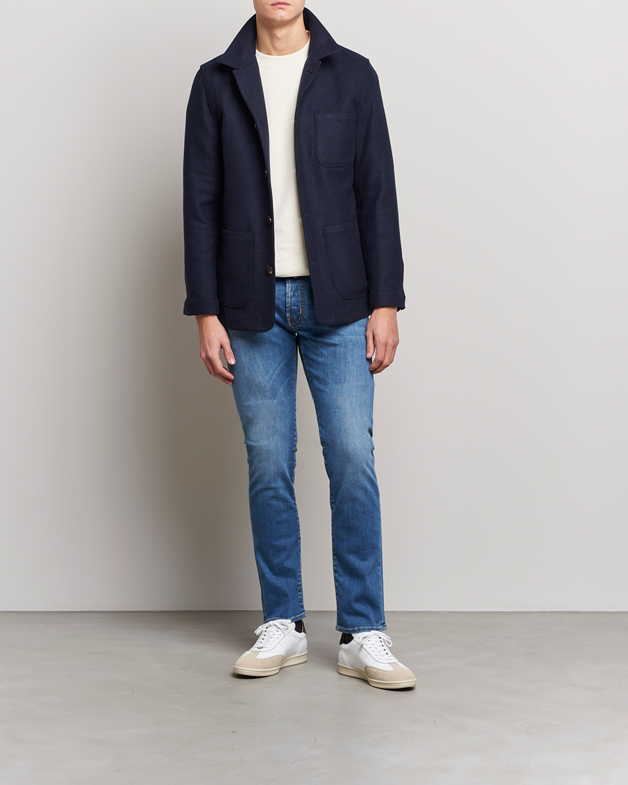 Uomini | Jeans | Jacob Cohën | Nick Slim Fit Stretch Jeans Mid Blue