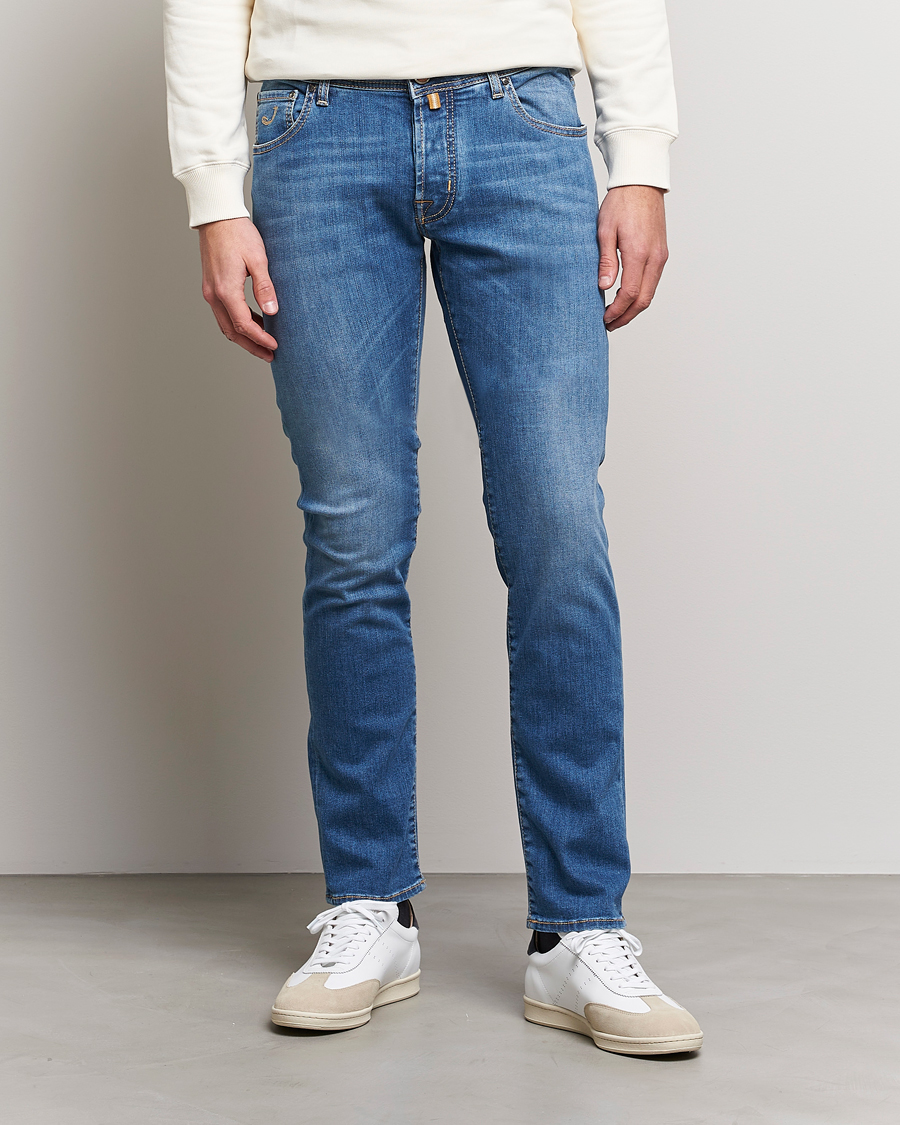 Uomini | Jeans | Jacob Cohën | Nick Slim Fit Stretch Jeans Mid Blue