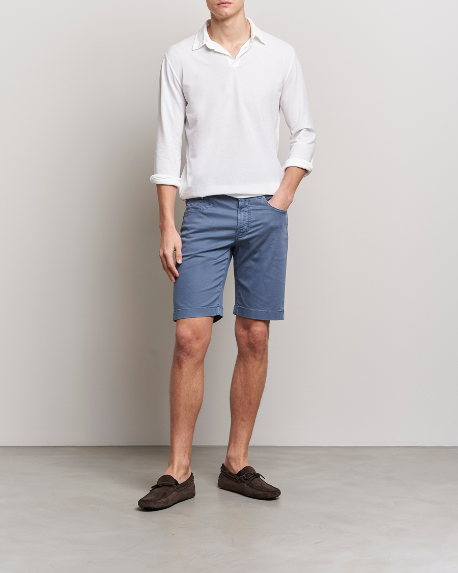 Uomini | Pantaloncini | Jacob Cohën | Nicolas Cotton Twill Shorts Blue Grey