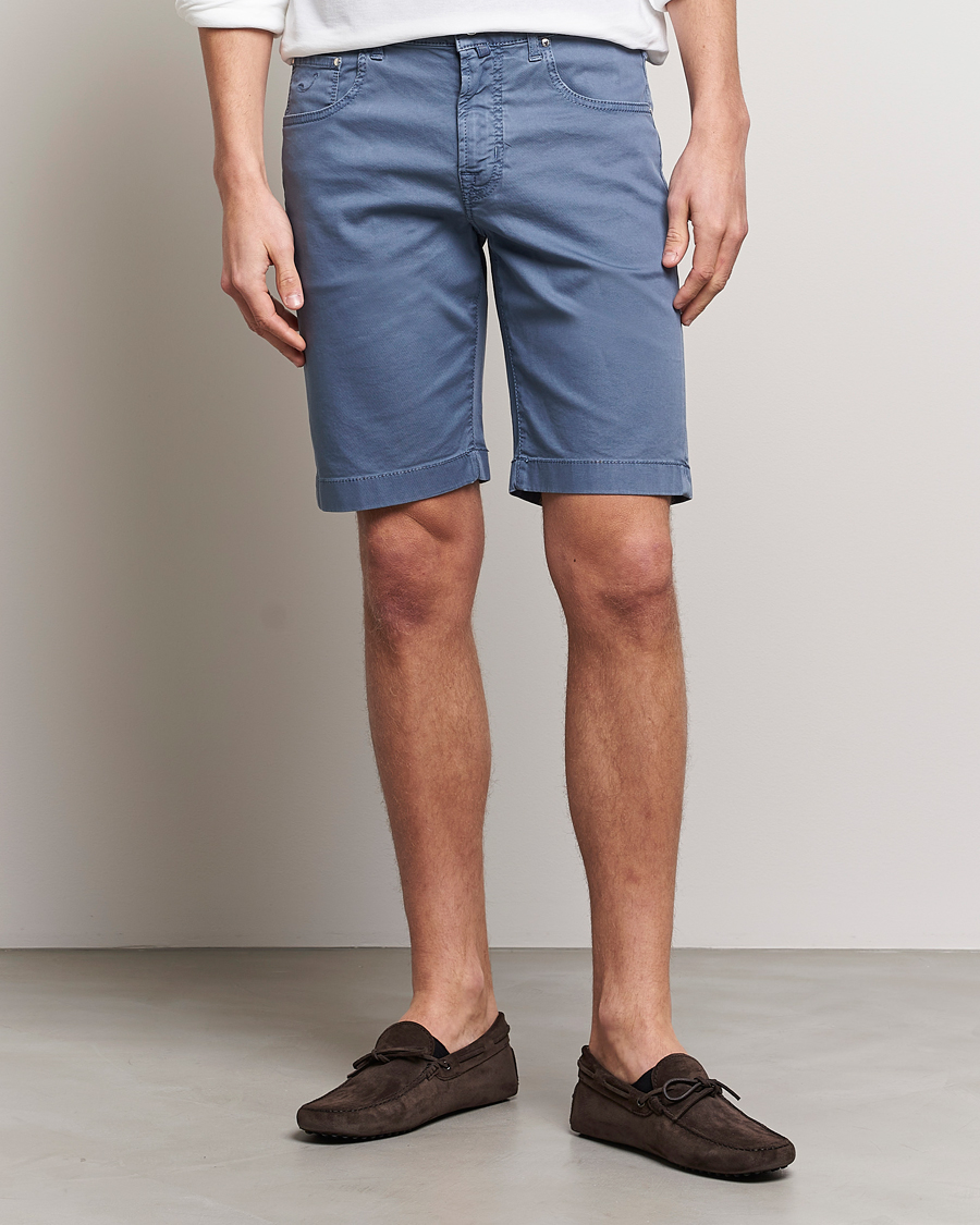 Uomini | Pantaloncini | Jacob Cohën | Nicolas Cotton Twill Shorts Blue Grey