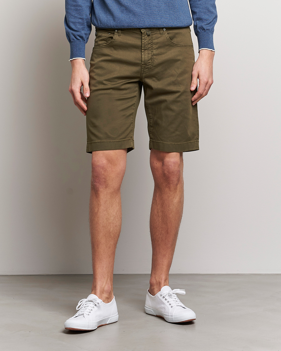 Uomini | Pantaloncini | Jacob Cohën | Nicolas Cotton Twill Shorts Olive