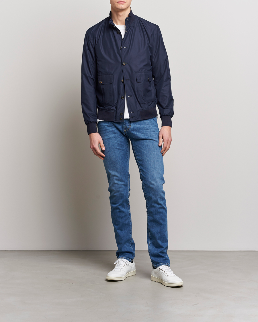Uomini | Jeans | Jacob Cohën | Bard Denim Linen Resort Stretch Jeans Mid Blue