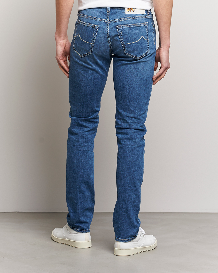 Uomini | Jeans | Jacob Cohën | Bard Denim Linen Resort Stretch Jeans Mid Blue