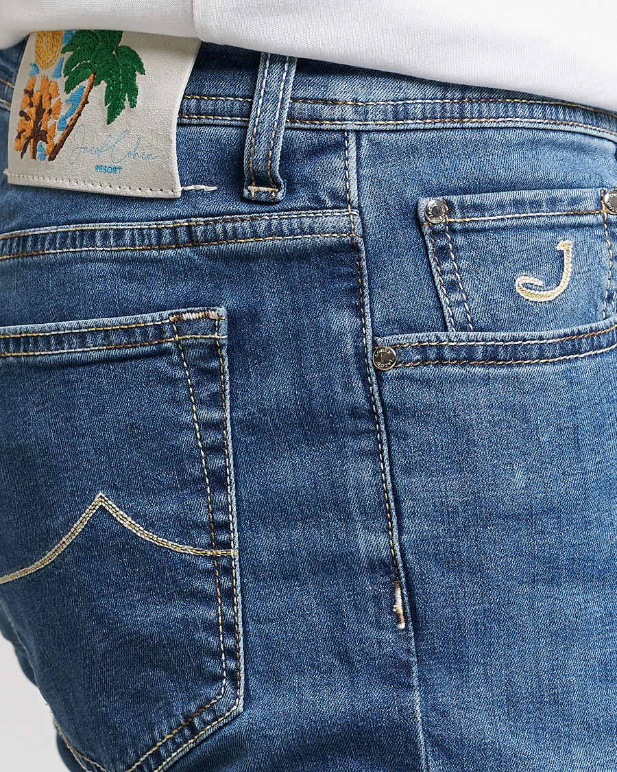 Uomini | Jeans | Jacob Cohën | Bard Denim Linen Resort Stretch Jeans Mid Blue