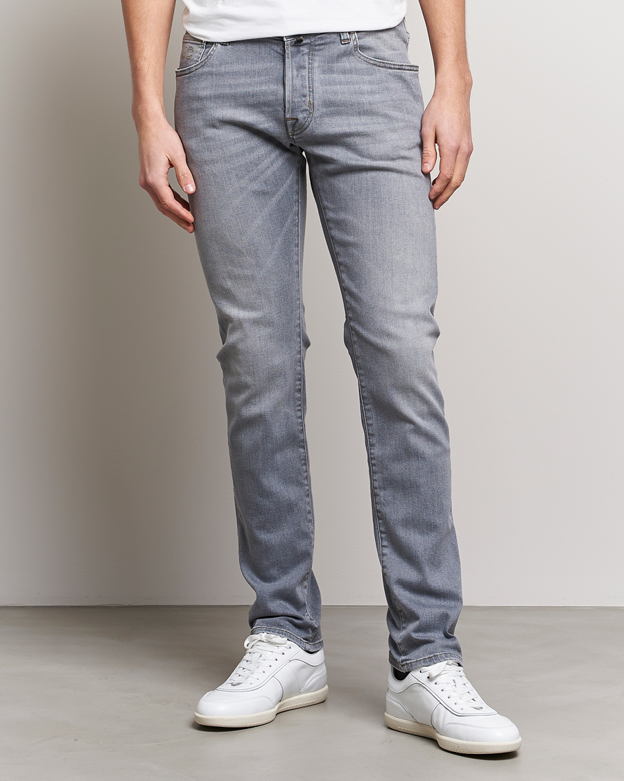 Uomini | Jeans | Jacob Cohën | Nick Slim Fit Stretch Jeans Light Grey