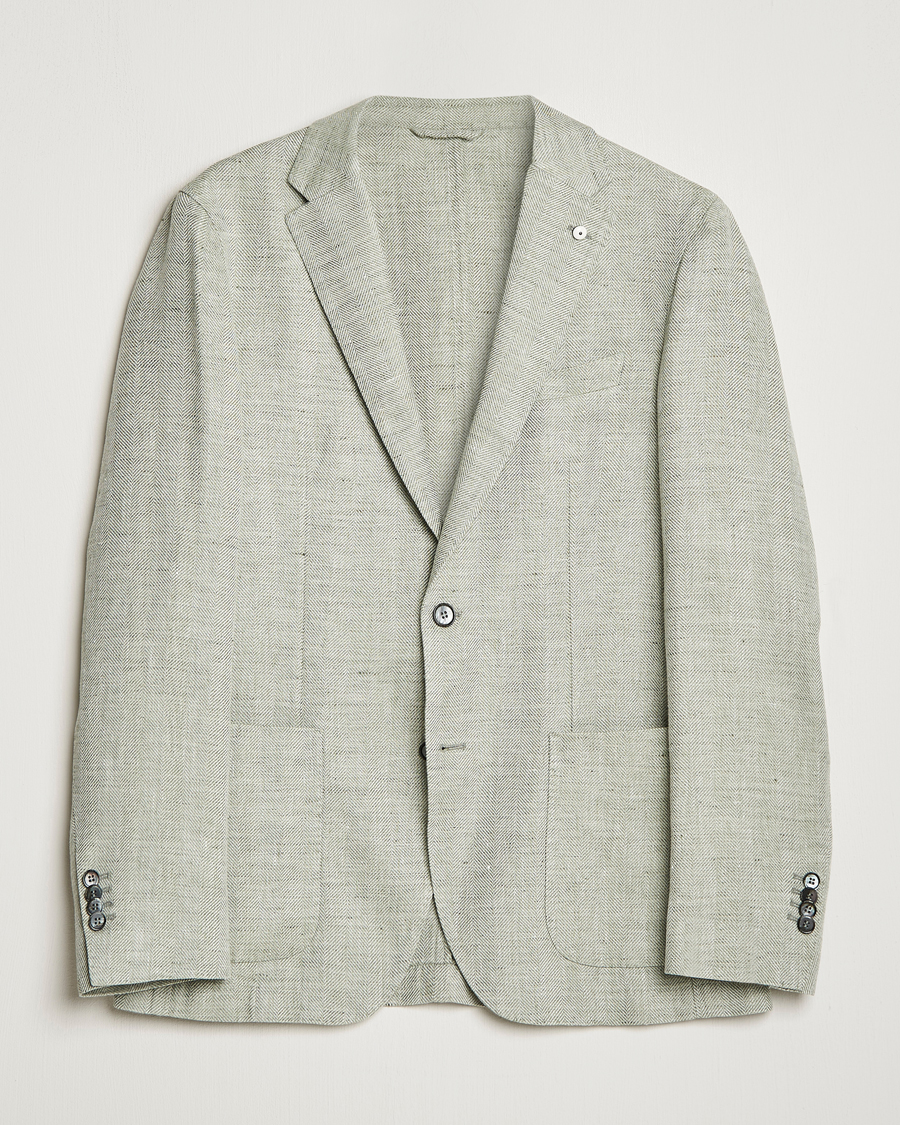 Uomini | Blazers | L.B.M. 1911 | Jack Regular Fit Herringbone Linen Blazer Pistachio