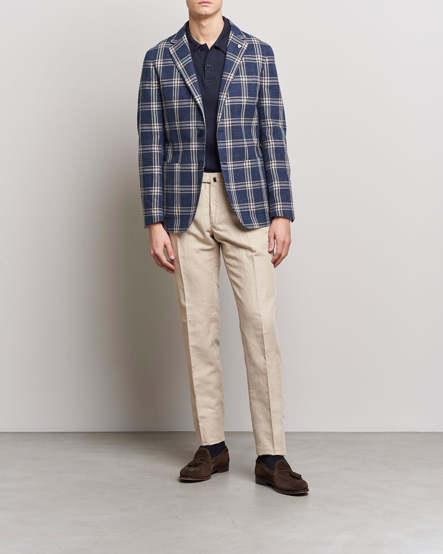 Uomini | Blazers | L.B.M. 1911 | Jack Regular Fit Checked Cotton Blazer Blue
